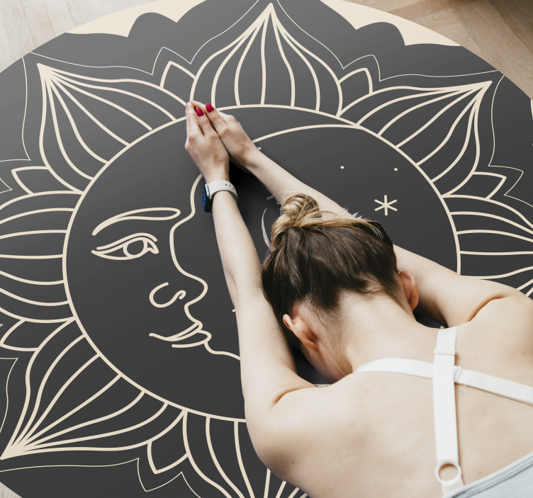 Sol og måne vinyl teppe mandala - Tenstickers