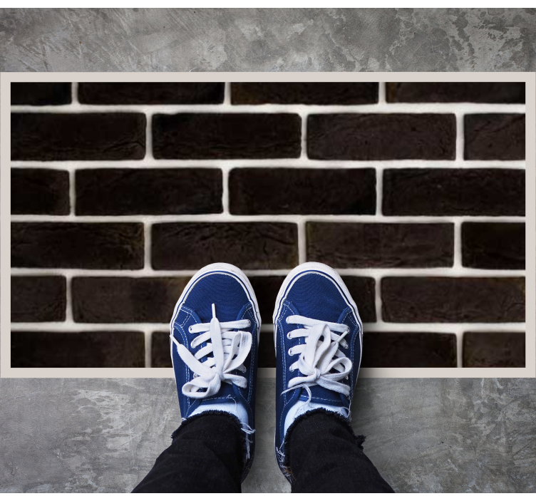 Svart murstein mønster vinylteppe - Tenstickers