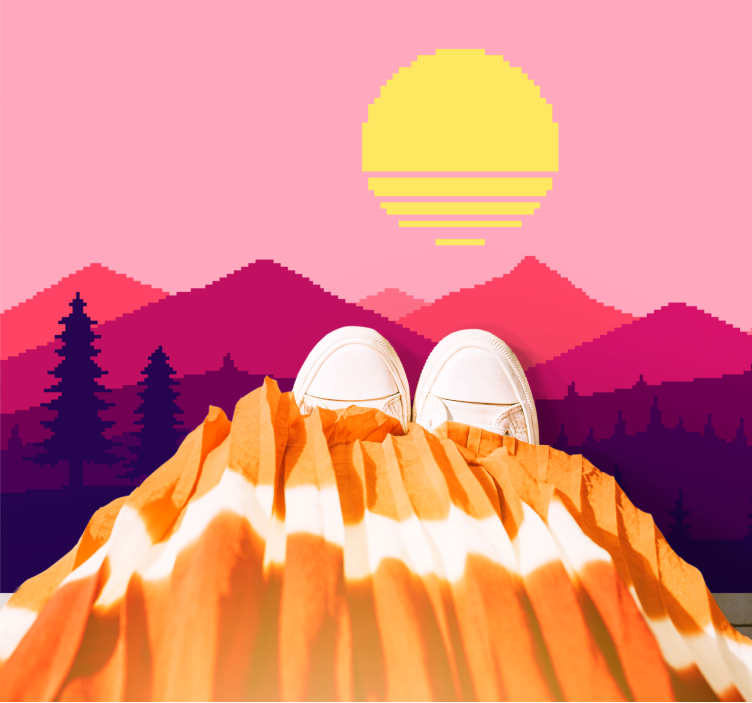 Solnedgang fjellutsikt vinyl teppe natur - Tenstickers