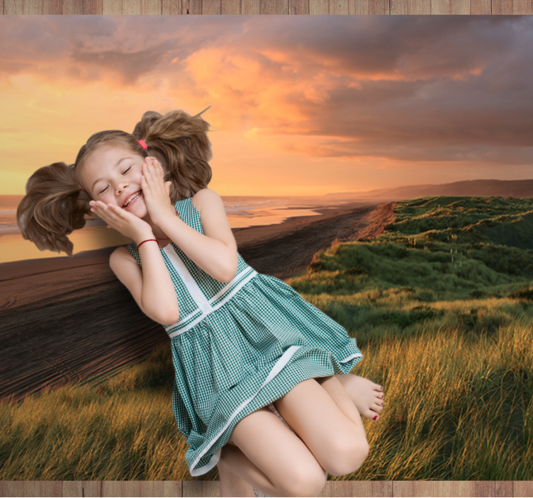 Solnedgang strandlandskap vinyl teppe natur - Tenstickers