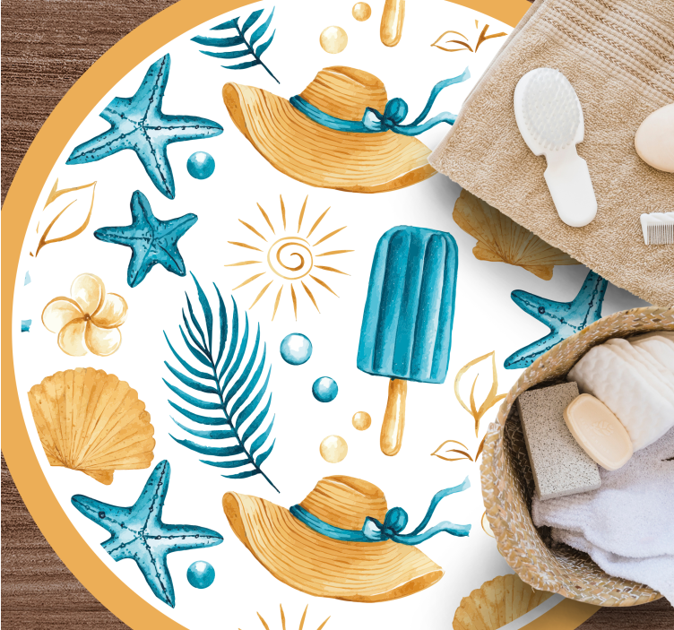 Sommerferiestemning vinyl teppe natur - Tenstickers