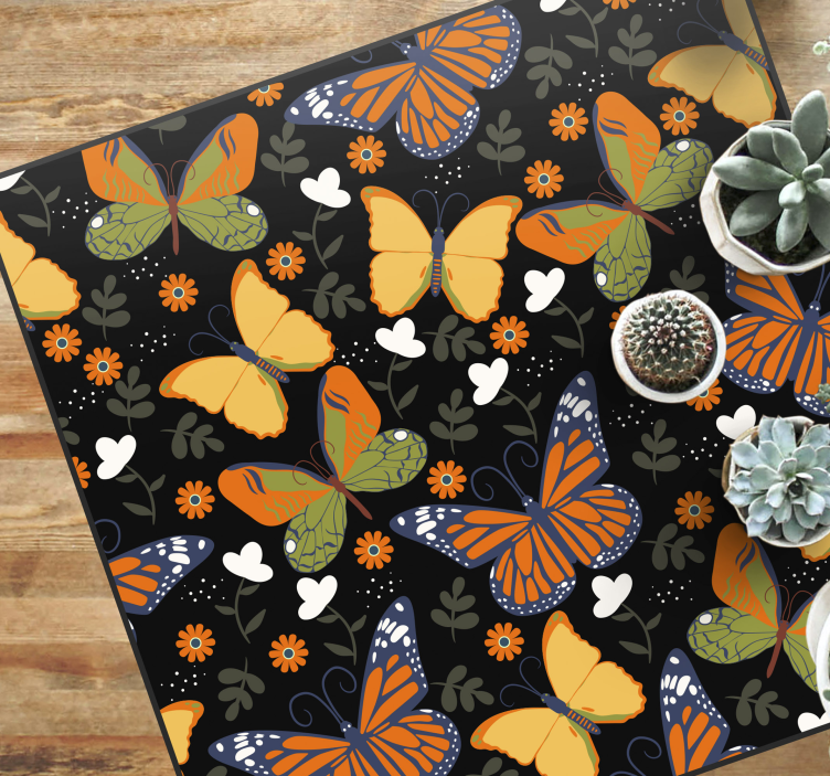 Sommerfugler blomster mønster dyre vinyl teppe - Tenstickers