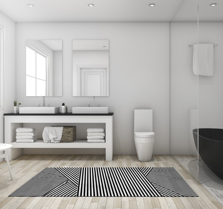 Sort og hvite striper vinylteppe - Tenstickers