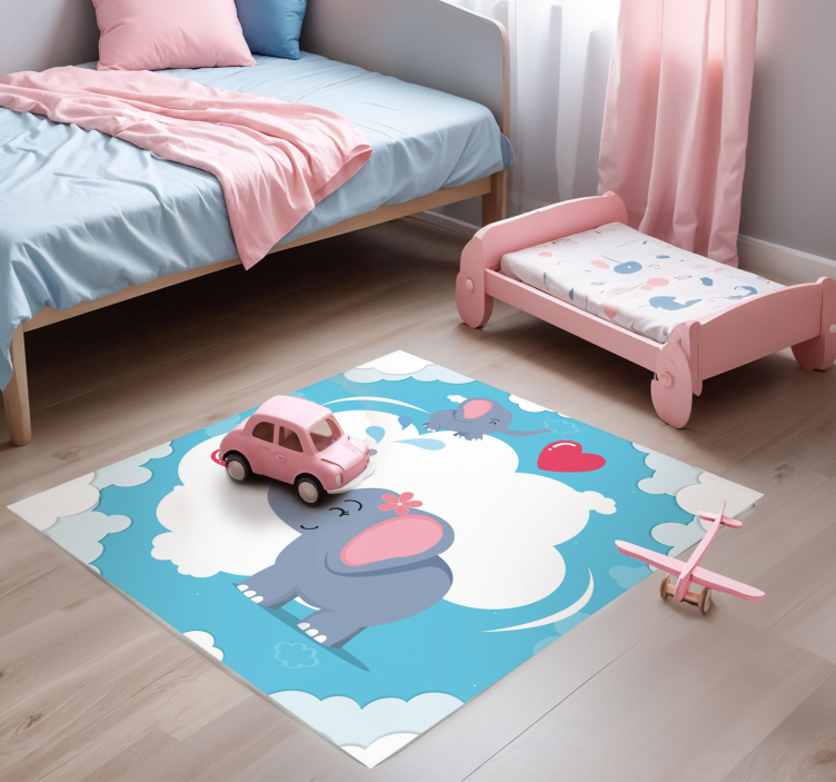 Søt Elefant Cloudscape baby vinylteppe - Tenstickers