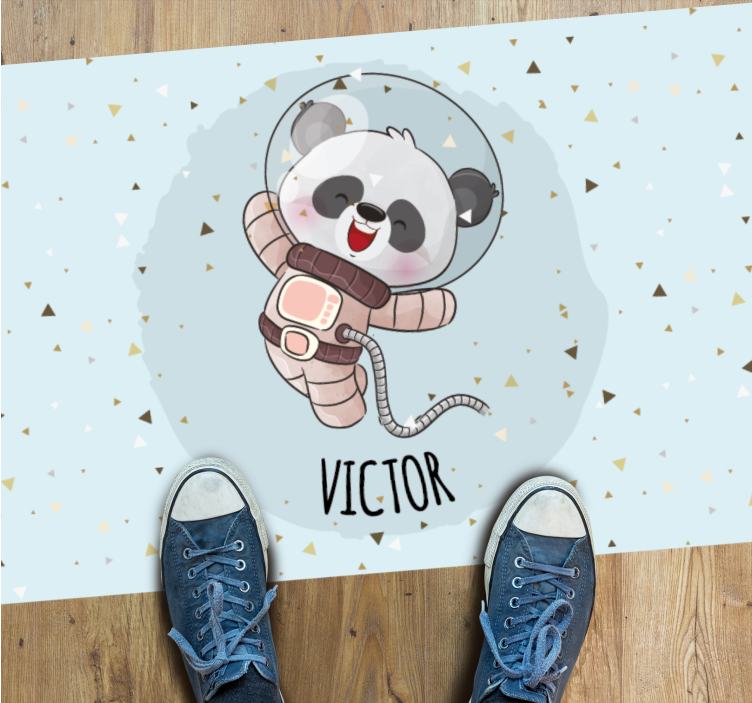 Søt panda-astronaut vinyl teppe med navn - Tenstickers