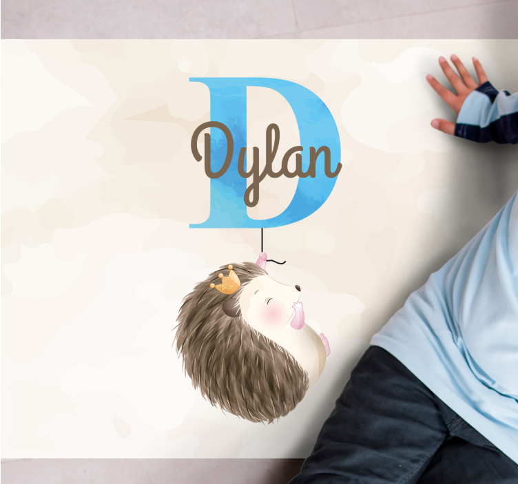 Søt pinnsvin initial vinyl teppe med navn - Tenstickers