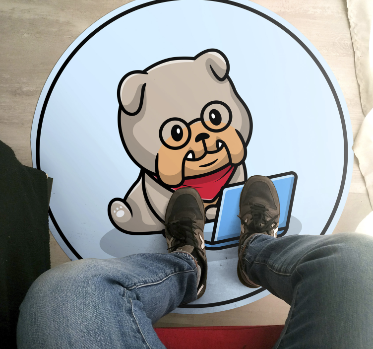 Valp med datamaskin vinyl teppe dyr - Tenstickers