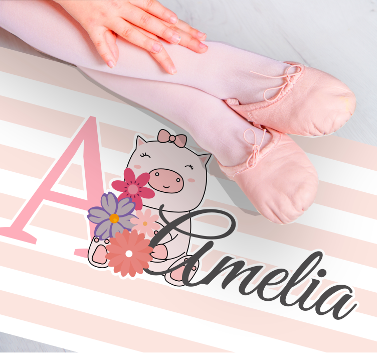 Søte dyr gris med navn vinyl teppe baby - Tenstickers