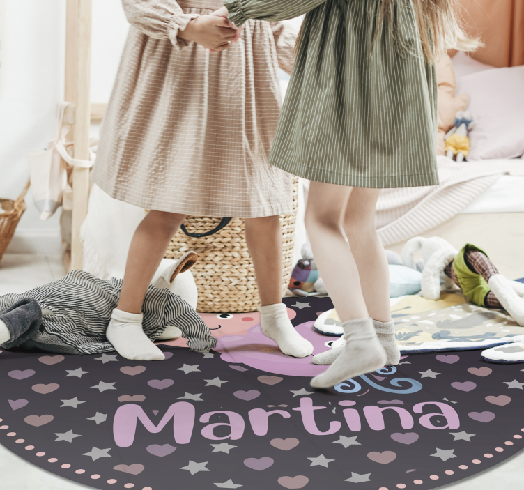 Lilla skyer med navn Vinyl teppe flere barn - Tenstickers
