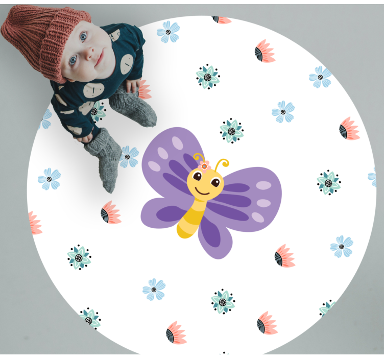 Lilla sommerfugldesign vinyl teppe spedbarn - Tenstickers