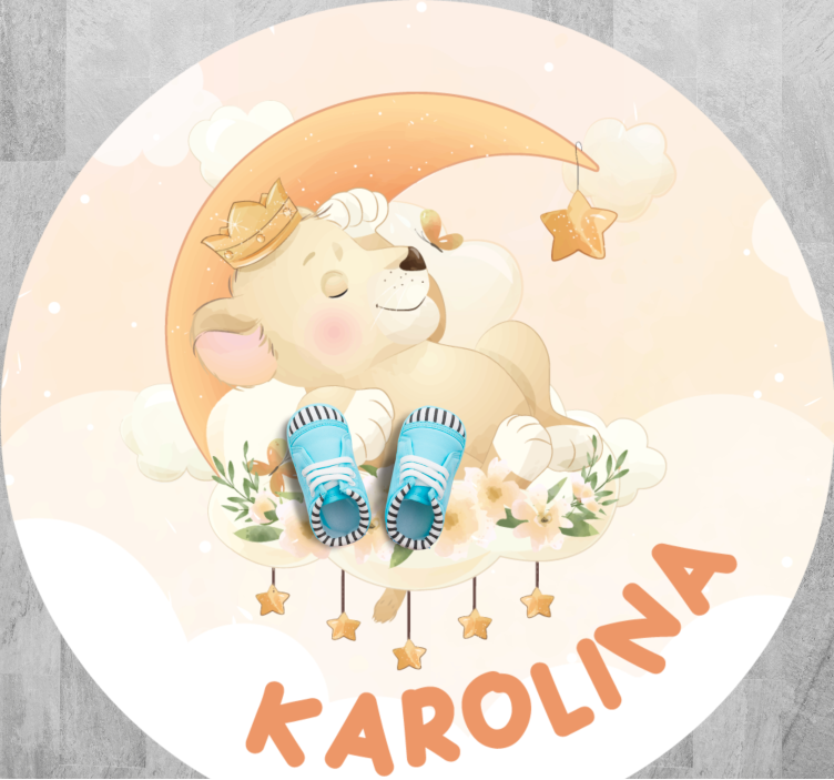 Søvnig løve vinyl teppe med navn - Tenstickers