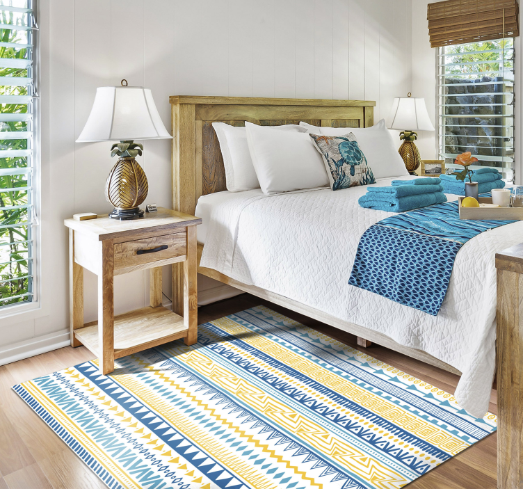 Stamme blått mønster etnisk teppe - Tenstickers