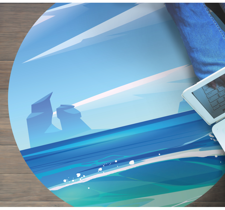 Steiner og sjø tegneserie natur vinyl teppe - Tenstickers