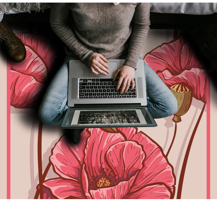 Stilig blomsterdesign vinyl teppe blomster og planter - Tenstickers