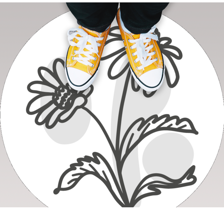 Stilig blomstermotiv vinyl teppe rund - Tenstickers