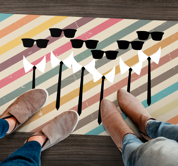 Stilig gruppeantrekk Vinyl teppe striper - Tenstickers
