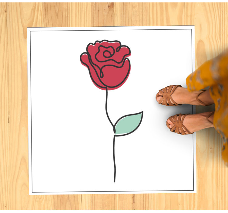 Stilig roseblomst vinyl teppe blomster og planter - Tenstickers