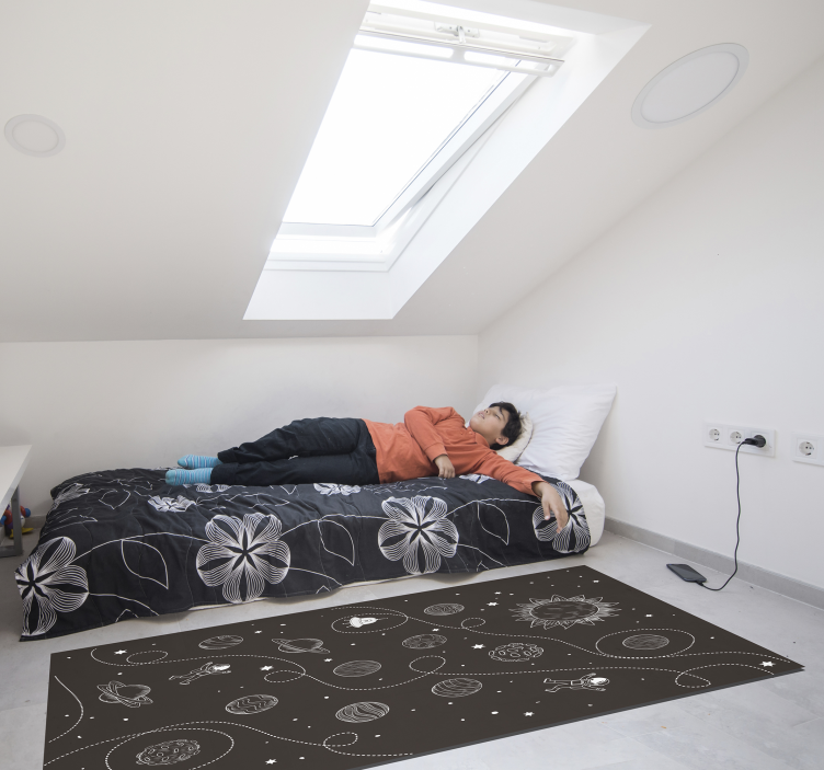 Fantastiske stjerner og planeter som tegner vinylteppe - Tenstickers