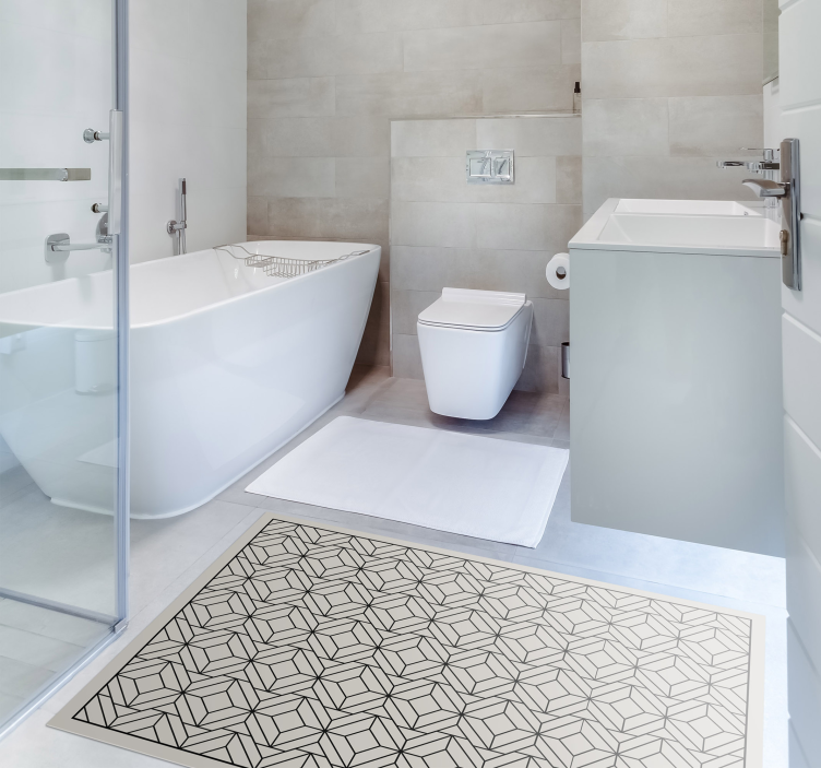 Svart og hvitt kvadratisk mønster vinyl teppe geometrisk - Tenstickers