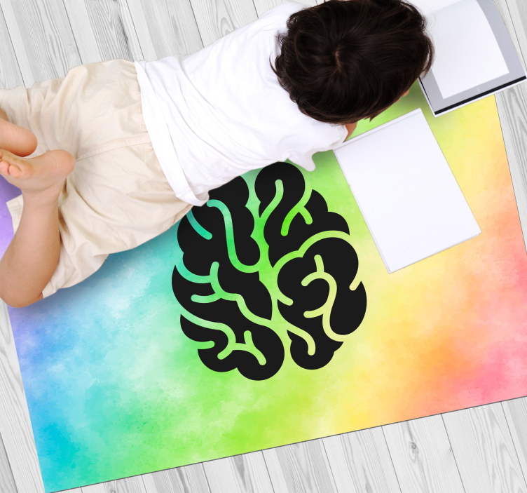 Svart og regnbue hjerne moderne teppe - Tenstickers