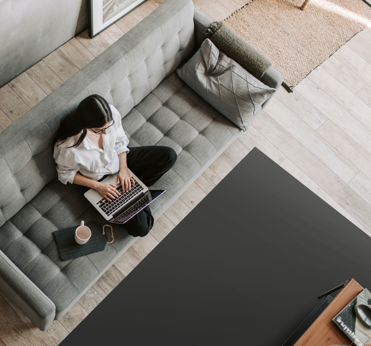 Svart rektangulært moderne vinyl teppe - Tenstickers