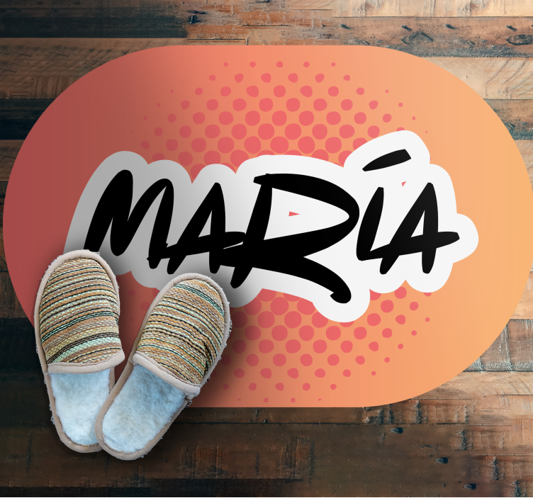 Swag graffity stil oransje bakgrunn vinyl teppe med navn - Tenstickers