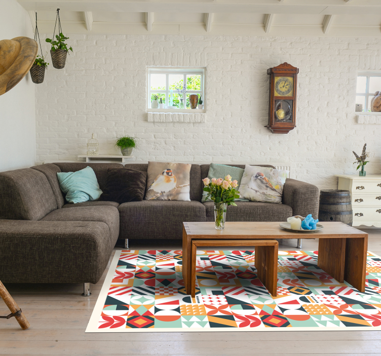 Symmetrisk mosaikk vinyl teppe geometrisk - Tenstickers