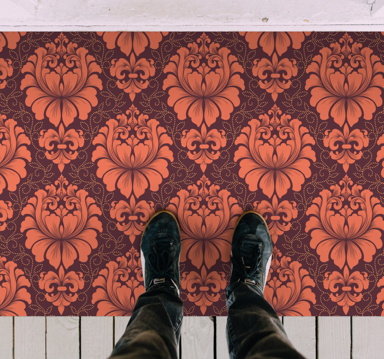 Blågrønn vintage mønster fliser vinyl teppe - Tenstickers