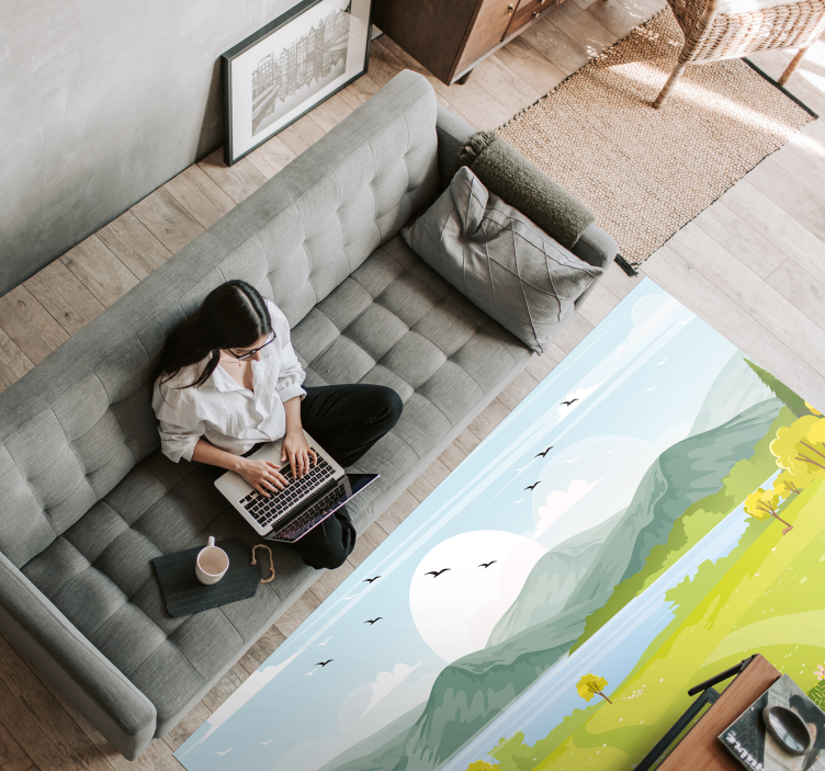 Tegneserie fjelllandskap vinylteppe - Tenstickers