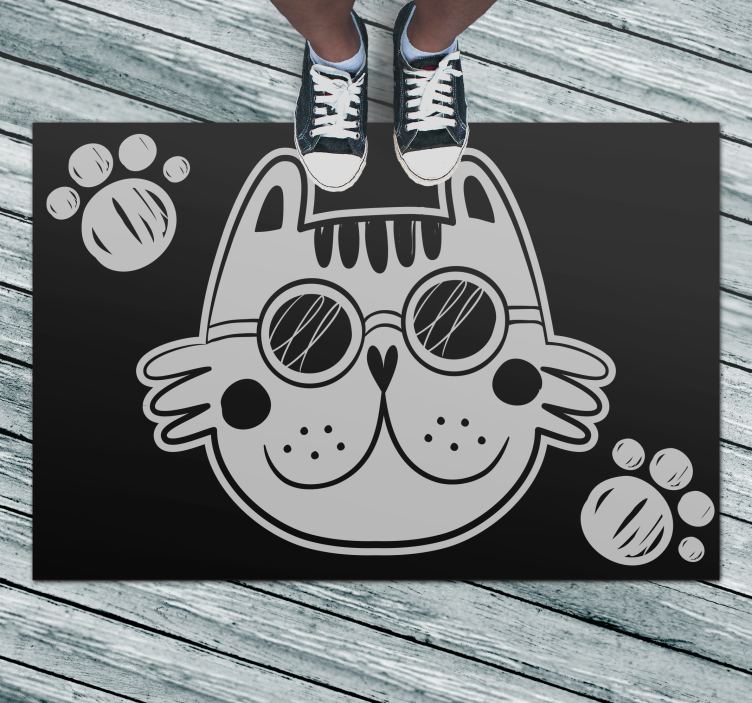 Tegneserie katt illustrasjon vinyl teppe spedbarn - Tenstickers