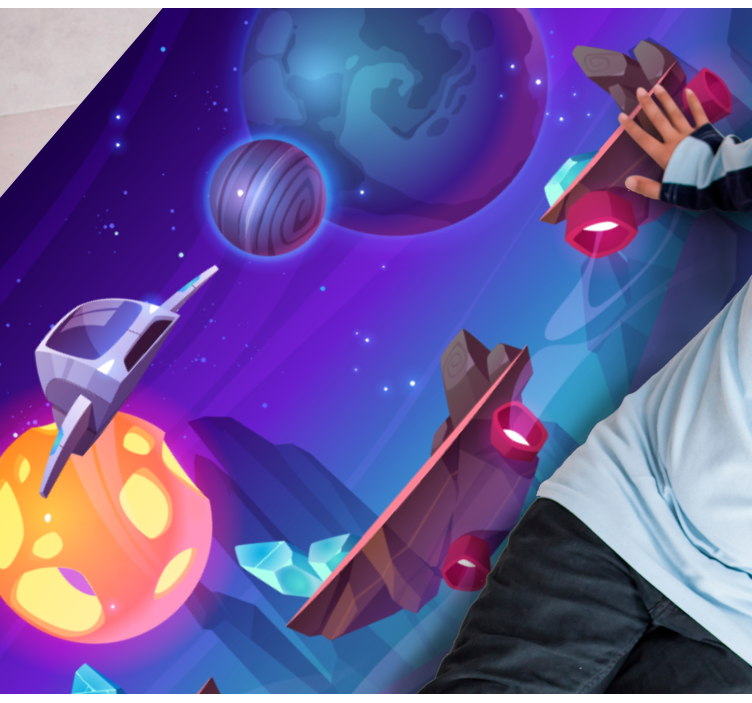 Tegneserie romferge i verdensrommet vinyl teppe - Tenstickers