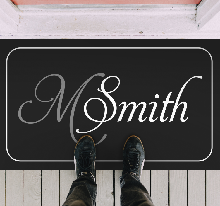 Tilpassbart monogram vinyl teppe med navn - Tenstickers