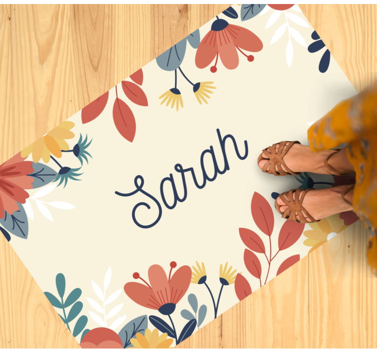 Tilpasset blomsternavn vinyl teppe med navn - Tenstickers