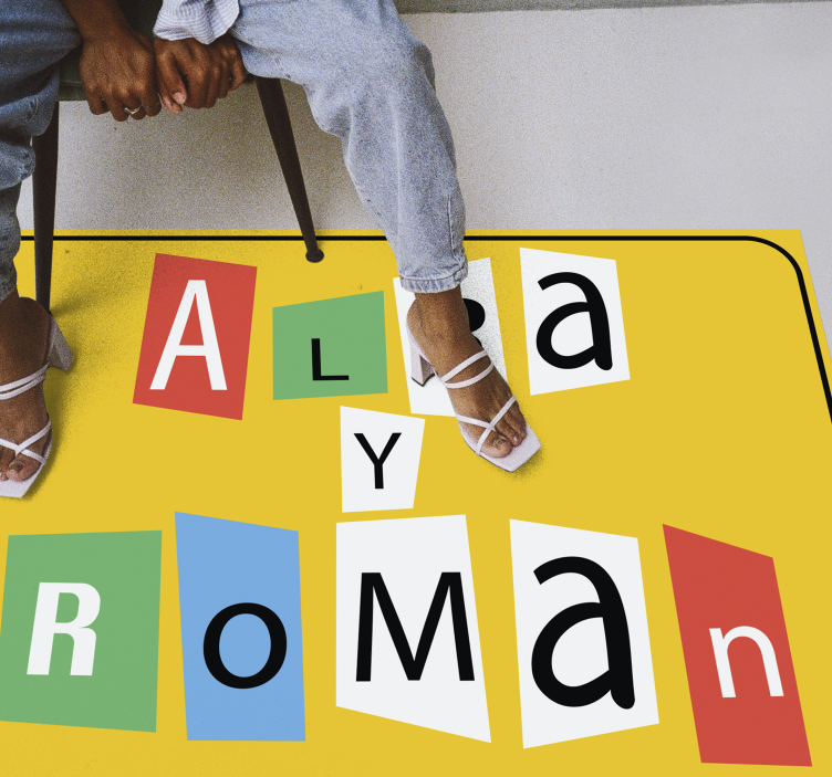 Puslespillbrikker for par vinyl teppe med navn - Tenstickers