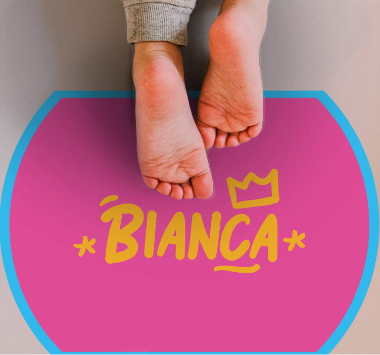 Vinyl teppe med navn blått kantet teppe - Tenstickers