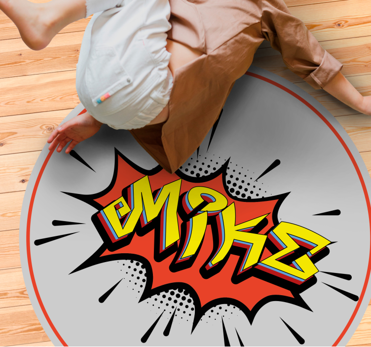 Navneeksplosjon vinyl teppe med navn - Tenstickers