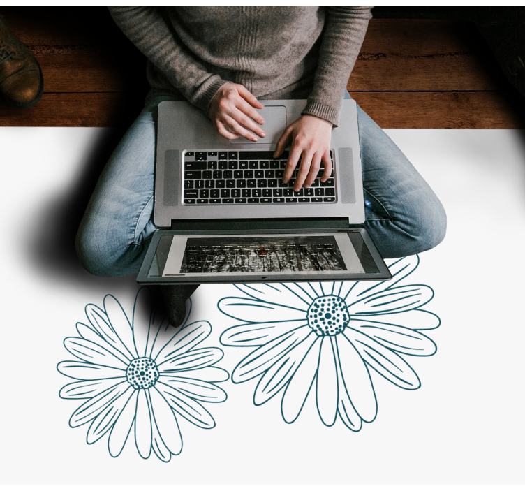 To silhuett blomster vinyl teppe - Tenstickers