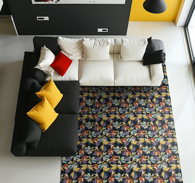 Tropisk botanisk vinyl teppe blomster og planter - Tenstickers