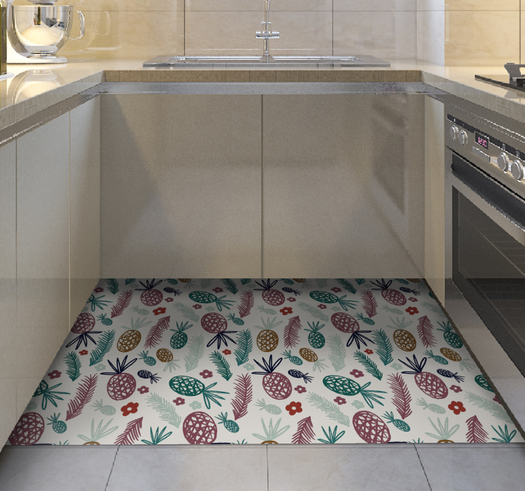 Tropisk frukt motiv vinyl teppe blomster og planter - Tenstickers