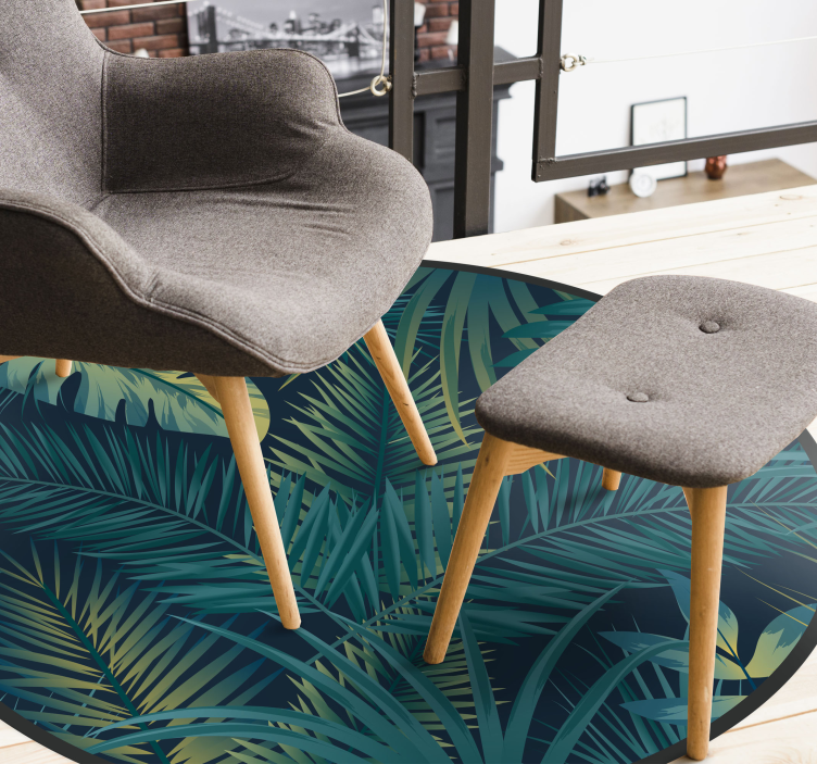 Tropisk løvverksensemble vinyl teppe blomster og planter - Tenstickers