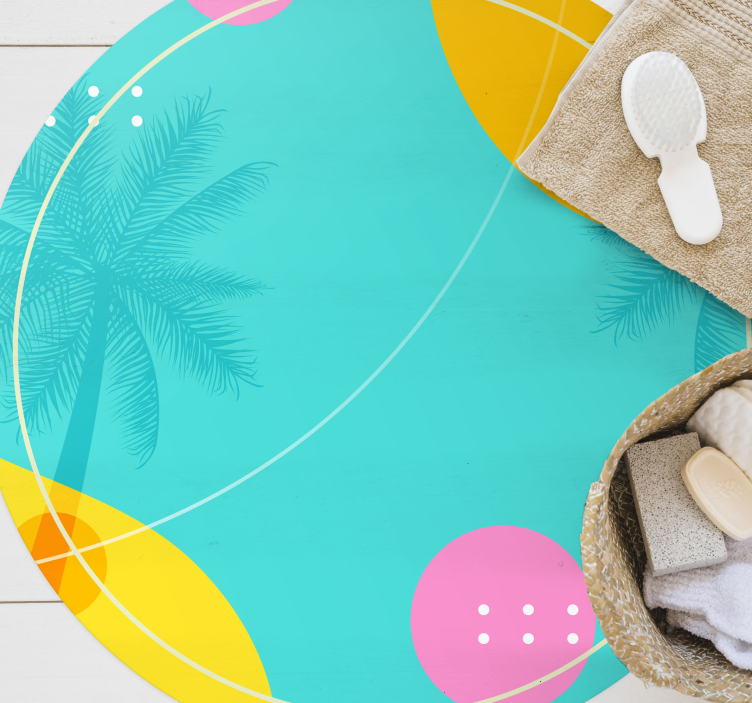 Tropisk palme dekor vinyl teppe blomster og planter - Tenstickers