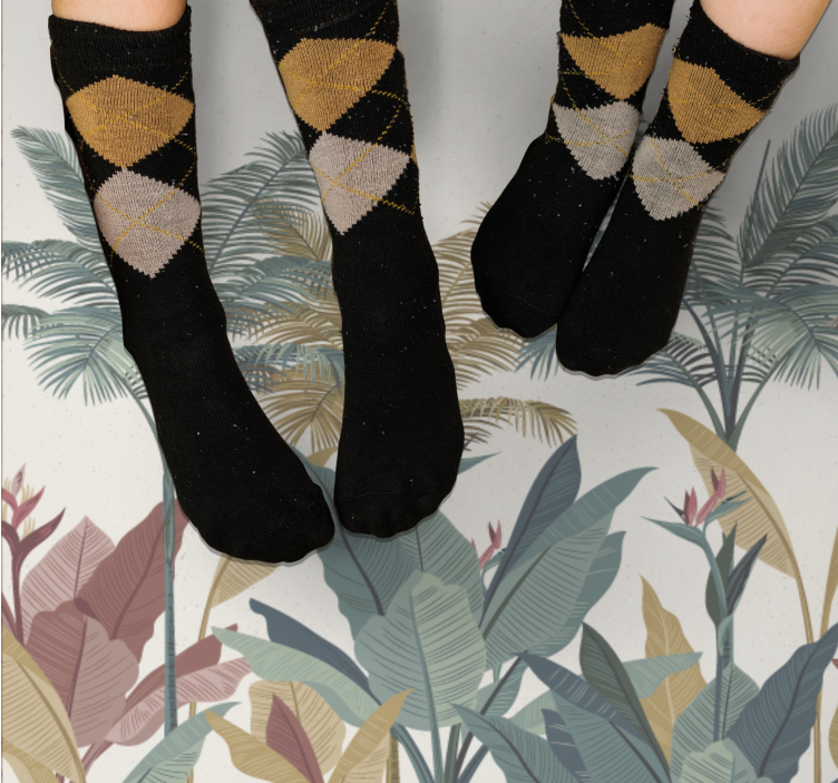 Tropisk plantepalett vinyl teppe natur - Tenstickers