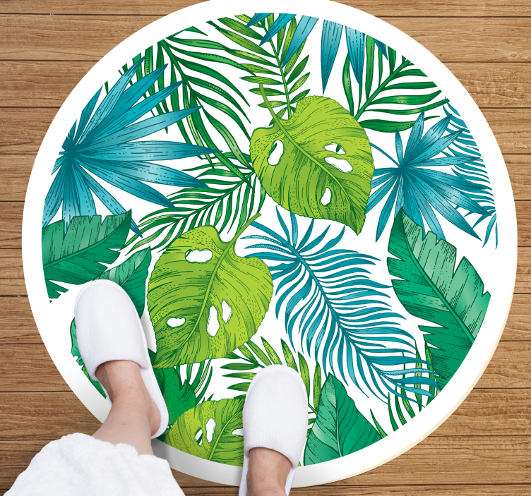 Tropiske bladdesign vinyl teppe natur - Tenstickers