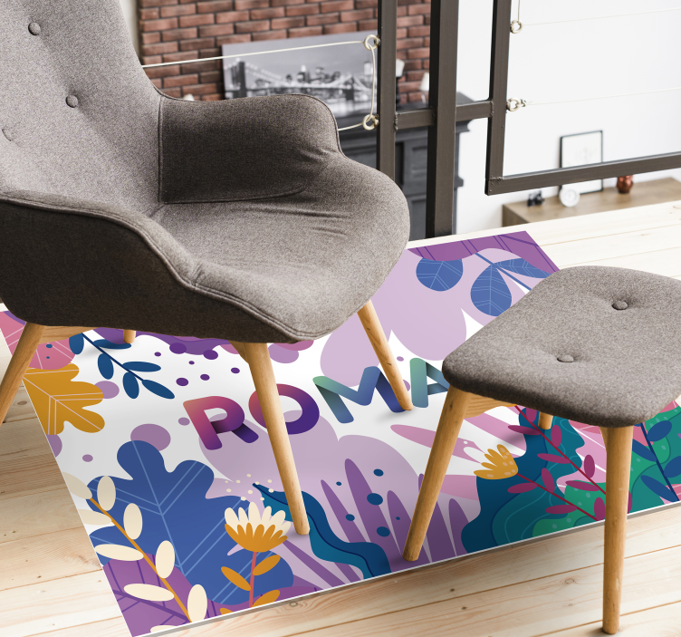 Fantastisk vinylteppe med tropiske blomster med navn - Tenstickers