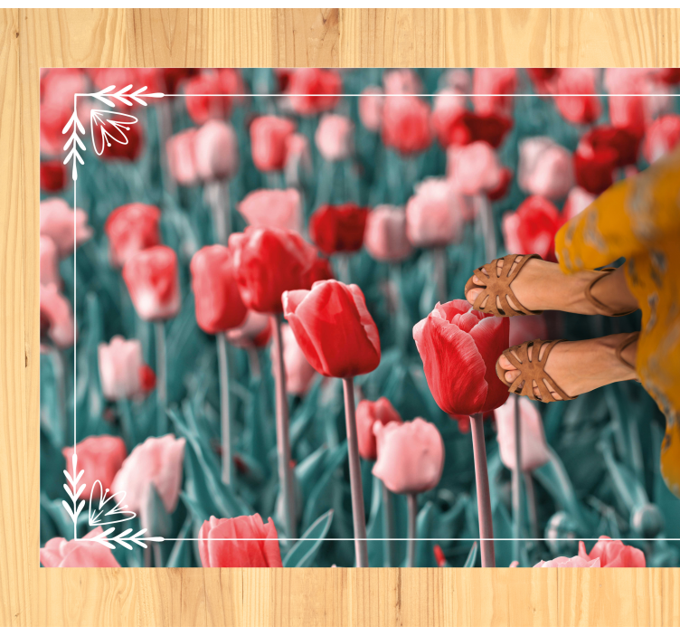 Tulipanfelt-scene vinyl teppe blomster og planter - Tenstickers