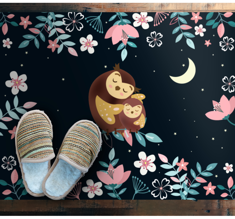 Ugle mamma og datter vinyl teppe soverom - Tenstickers