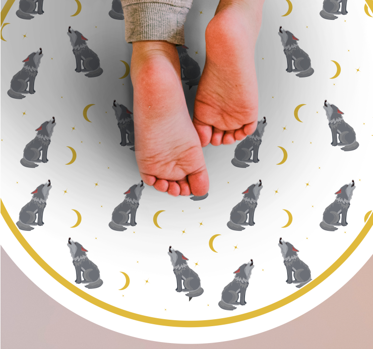 Ulv måne mønster vinyl teppe dyreavtrykk - Tenstickers