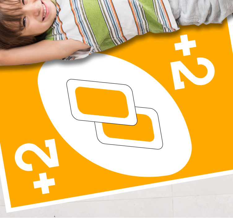 Uno -kort pluss to i gult vinyl teppe ungdom - Tenstickers