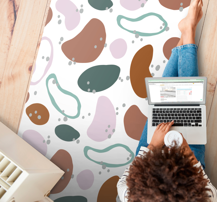 Uregelmessig abstrakt formmønster vinyl teppe minimalistisk - Tenstickers