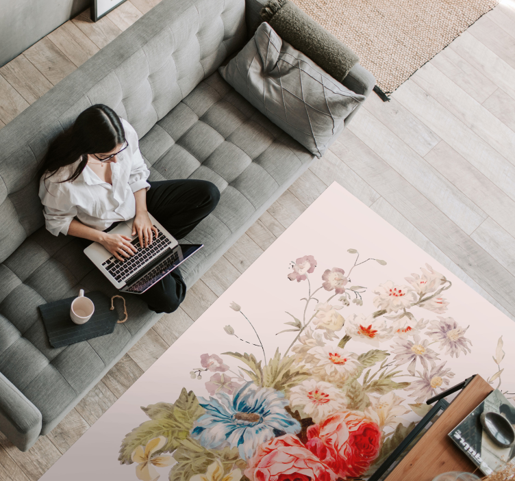 Utsøkt blomsteroppsats vinyl teppe blomster og planter - Tenstickers